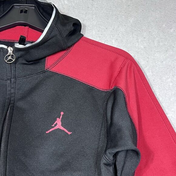 Nike Air Jumpman Sweatshirt Youth Boy Medium Black Red Full Zip-Up Jacket Hoodie - Picture 3 of 12
